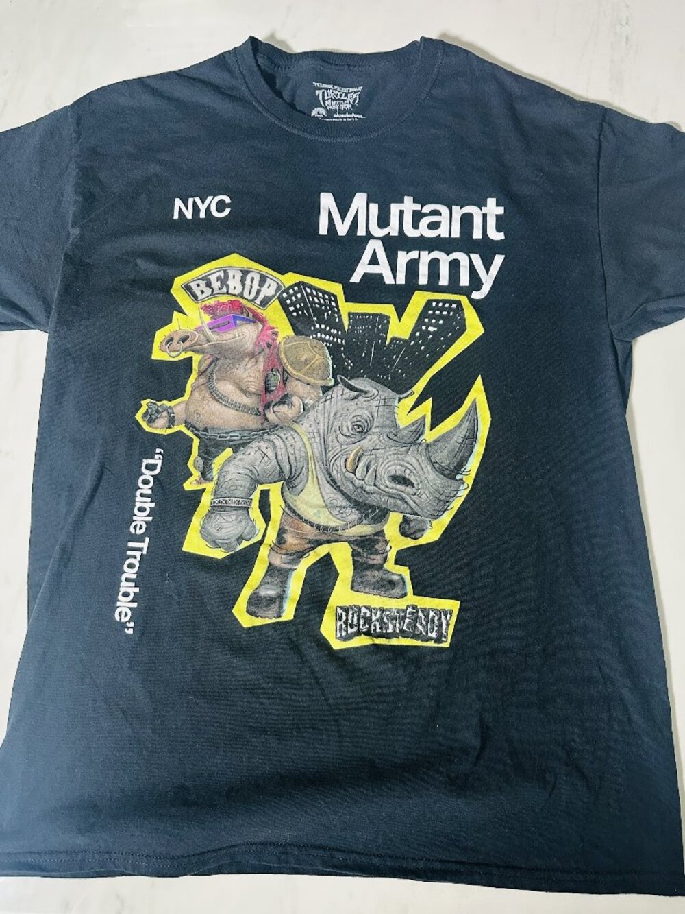 Teenage Mutant Ninja Turtles T-Shirt Men’s - Black - Large - Rocksteady - Bebop